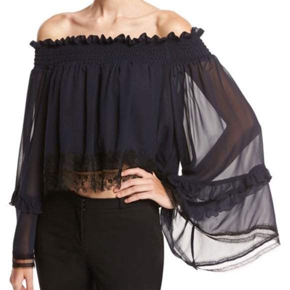 NICHOLAS Tops - NICHOLAS Off-the-Shoulder Top with Lace Trim (4)
